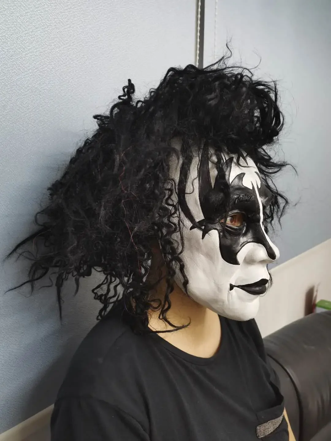 جين سيمونز قناع الفرقة الرصاص المغني تأثيري غطاء الرأس مهرجان الموسيقى الكهربائية قناع هالوين الفرقة الرصاص المغني جين قناع