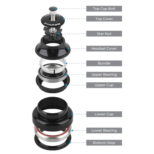 Imagen 2 del producto Auriculares para cuadro de bicicleta, horquilla para bicicleta, convertidor de tubo cónico, auriculares expuestos, 44x44x39,8mm, tubo de cabeza para cuadro de bicicleta, rodamiento de aleación de aluminio