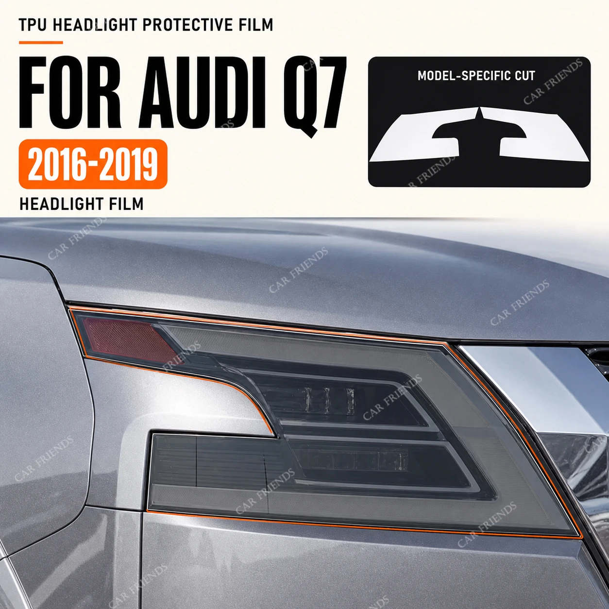 2 Pcs Custom Fit TPU Car Front Headlight Protective Film for Nissan Patrol 2023 Transparent Smoked Black Self-Adhesive