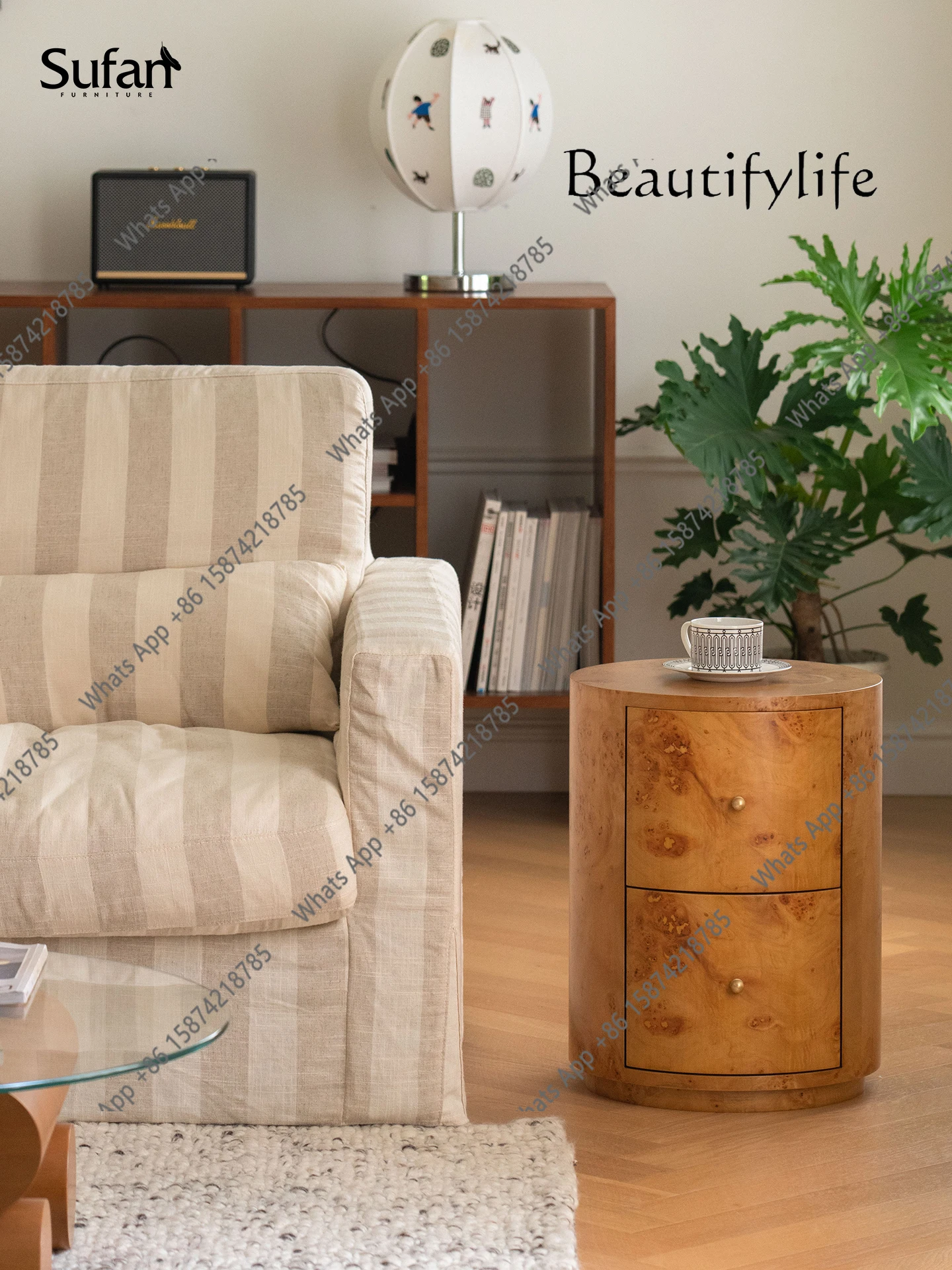 

Zx Premium Sense Retro Simple Home Bedroom Furniture Designer Bedside Table Fashion Light Luxury