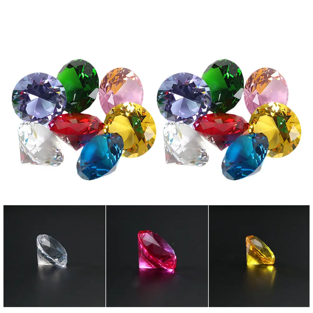 200Pcs Acrylic Gemstone Crystal Diamond Faceted Shiny Decorative Props for Jewelry Display Decor Party Favor Craft Material