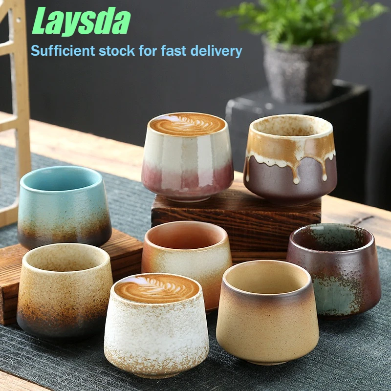 Laysda Vintage Coffee Mug 175ml Ceramics Tea Cup Japanese-style Cafes Drinkware Stoneware Espresso for Restaurants Hotels