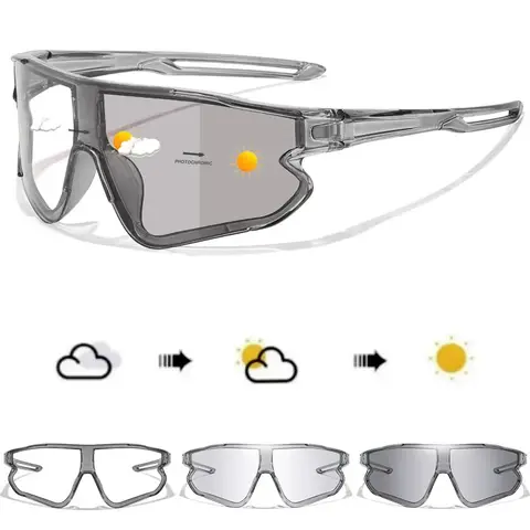 Unisex Photochromic Motorcycle Glasses, Large Frame Windproof Outdoor Sports Goggles for Cycling, Running and Hiking