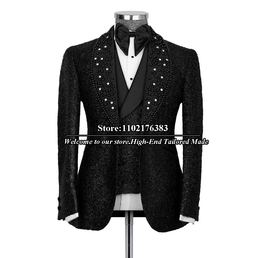 Casamento de luxo sutis para homem brilhante frisado lapela peaked blazer tailore-feito plus size noivo wea banquete de negócios conjunto de festa de formatura