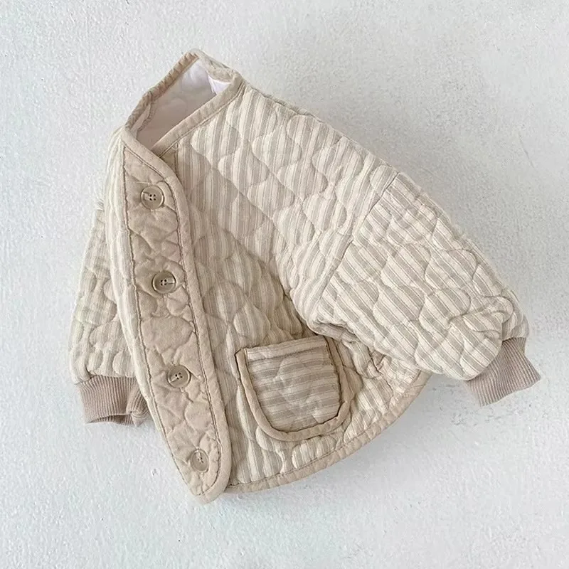 

Осень-зима, парка с хлопковой подкладкой для мальчиков и девочек, детское теплое стеганое пальто, корейская новая винтажная двухслойная куртка с ромбами для маленьких детей