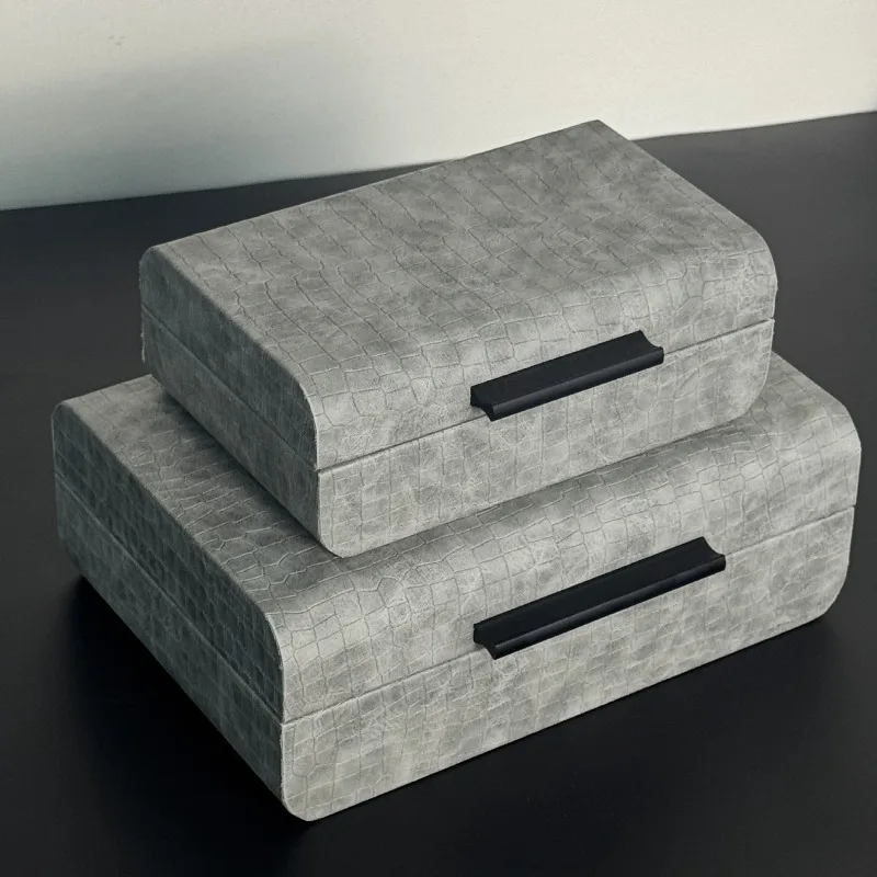 Leather Jewelry Storage Box Modern Weaving Pattern Necklace Case Wooden Minimalist Bracelet Container Luxury Rings Organizers