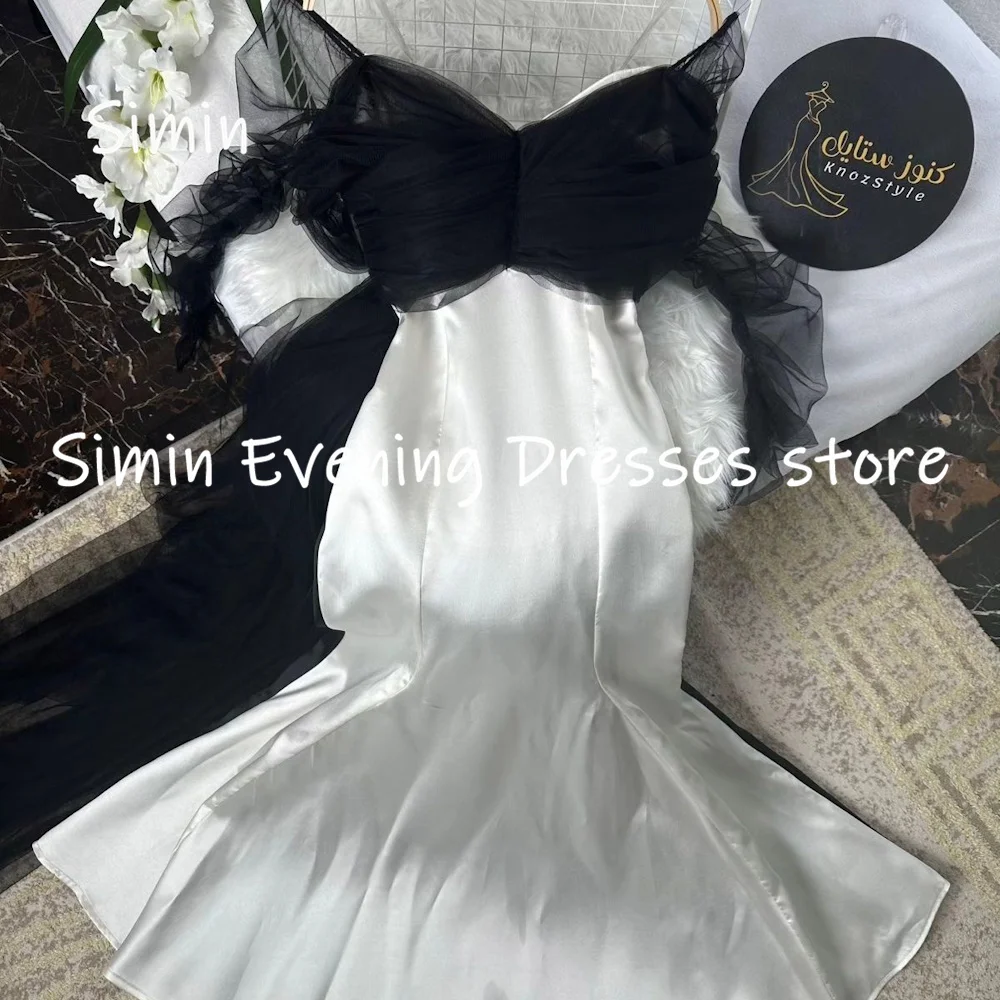 Simin Satin Mermaid Off-the-shoulder Neckline Ruffle Formal Prom Gown Floor-length Evening Elegant Party dresses for women 2023