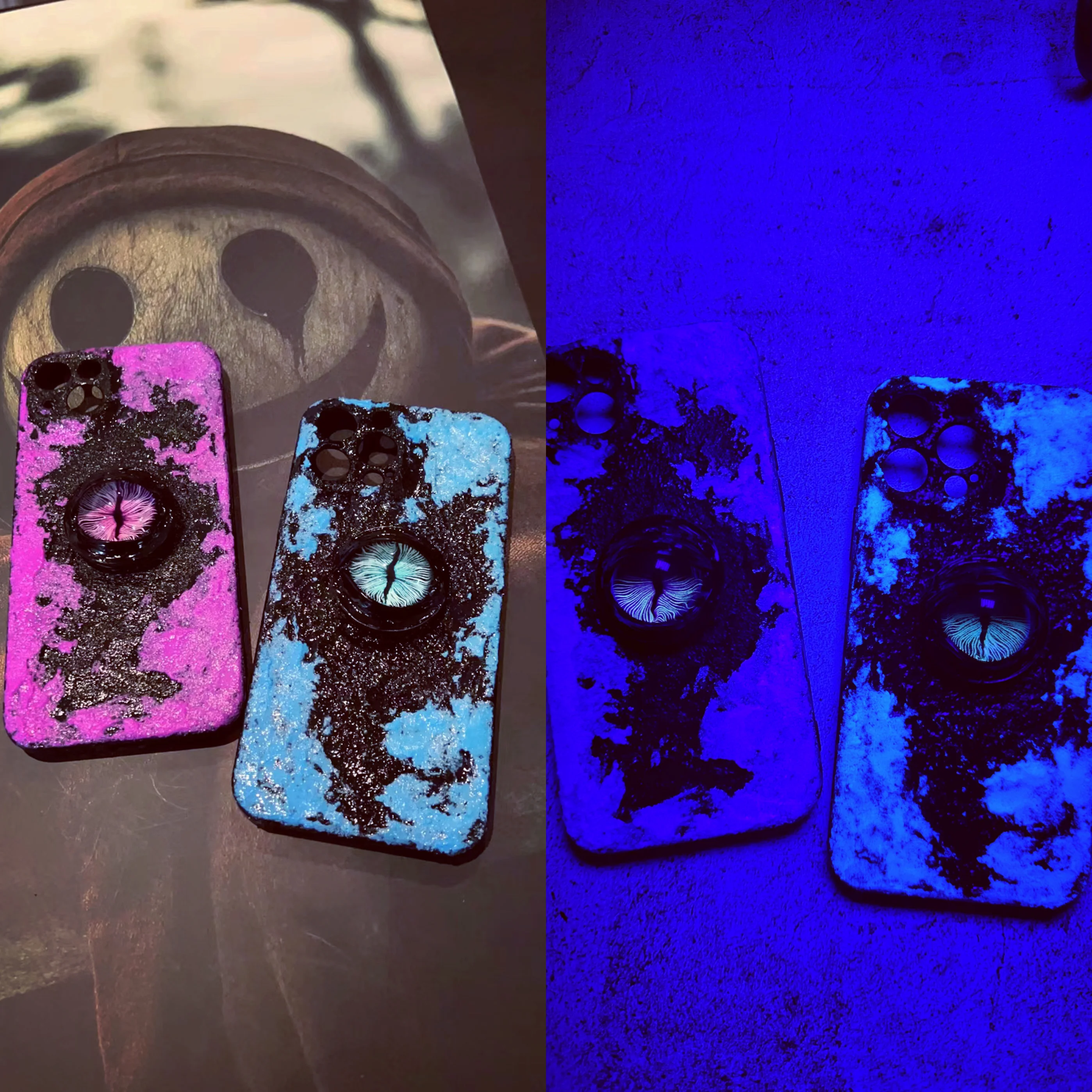 

4013 Universal Stand Phone Case Matte 3D Handmade Custom Design Glow in Dark Gothic Style for iPhone Xiaomi Huawei Samsung