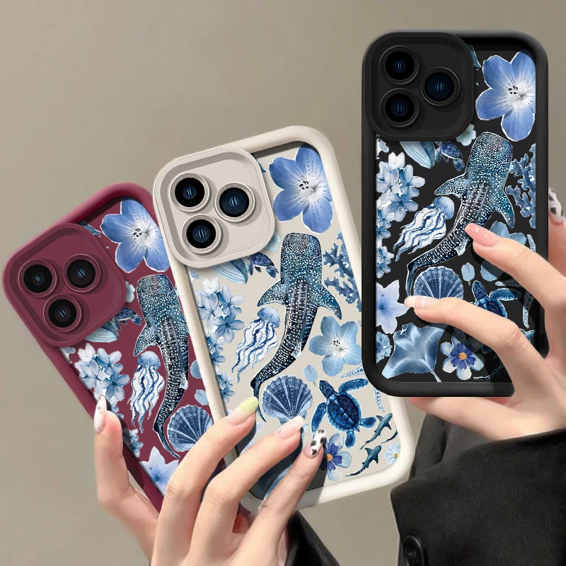 حافظة هاتف ناعمة مقاومة للصدمات لهاتف Xiaomi Poco M7 4G M6 Plus M5S C65 C61 C55 C51 C50 C40 C31 نمط زهرة السلحفاة البحرية الحوت كابا #2