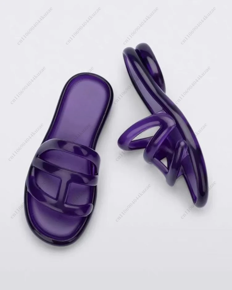 PVC Thick Bottom Crystal Jelly Sandals - Stylish One Word Flat Summer Shoes
