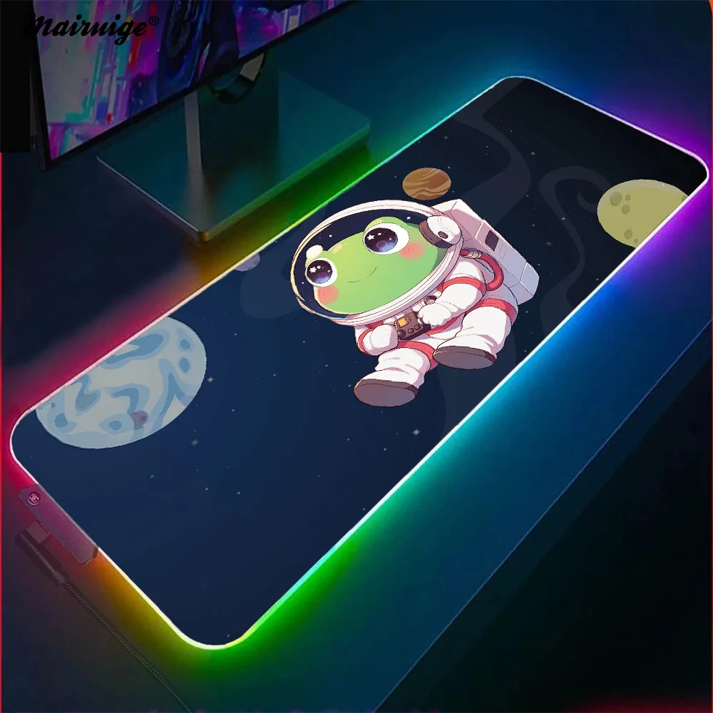 Funny Frog Astronaut Mouse Pad Led Keyboard Non-slip Mat Rug Mousepad Gaming Accessories Gamer Extended Pad Desk Mat Offices