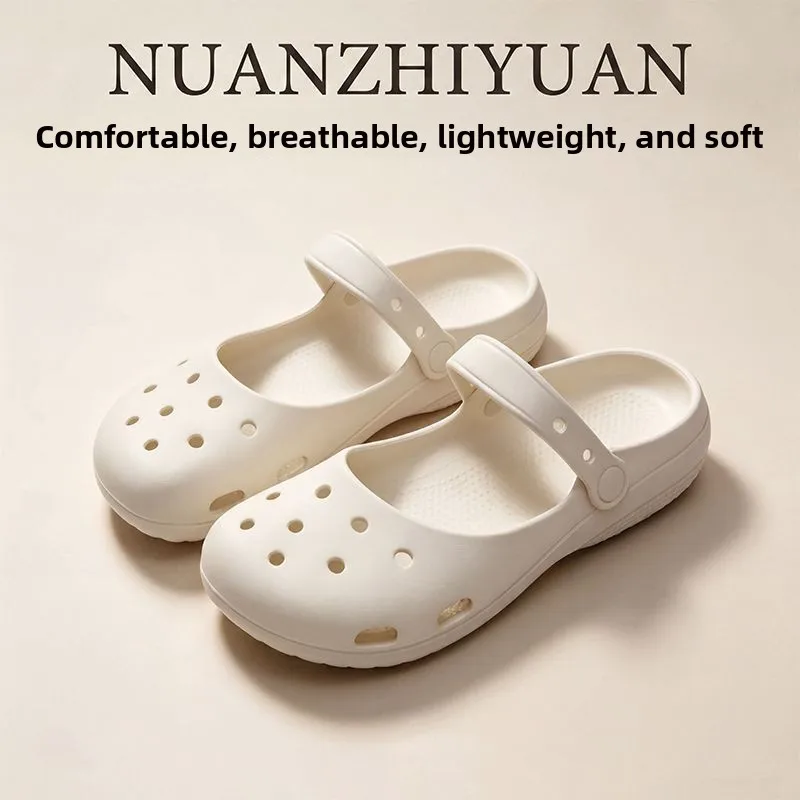 Summer New Women's Cute Ballet Hole Shoes Retro EVA Outer Wear Mary Jane Shoes Anti Slip Outdoor Beach Sandals view 4