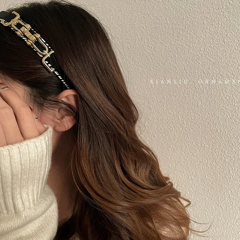 الذهب الأسود الشرير موضة ريترو سلسلة عصابات رأس اكسسوارات شعبية روك العصابات الشعر السيدات غسل الوجه ماكياج أدوات هيرباند الثابتة