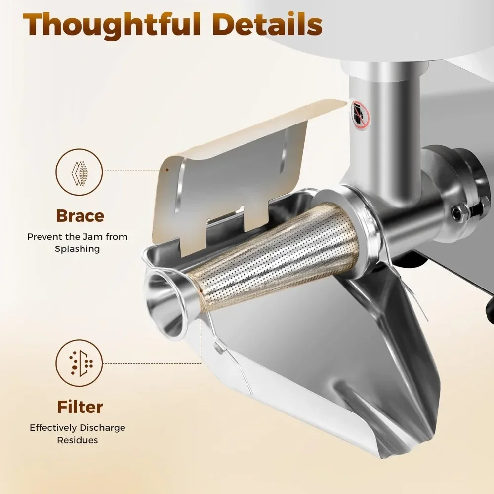 

304 Stainless Steel Tomato Mill Machine w/Dia 4.8" Funnel,50 Kg/H Pure Copper Motor Food Strainer, 450W Electric Tomato Strainer