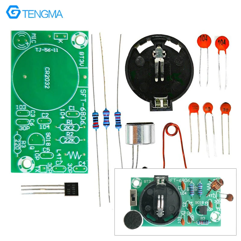 Simples FM Microfone Sem Fio Transmitindo DIY Electronic Welding Kit 88-108MHz