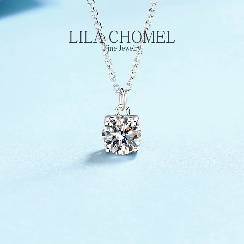 

Classic 1CT Moissanite Pendant for Women Platinum PT950 Wedding Shiny Lab Diamond Necklace White Gold Sparkly Chain fine Jewelry