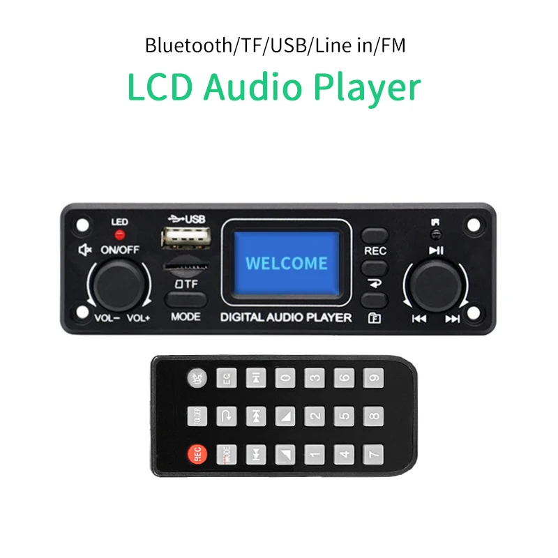 UNISIAN Digital Audio Player Bluetooth MP3 Player Decoder Board 128*64 DOTS LCD USB SD BT FM Music Player Module TPM119B