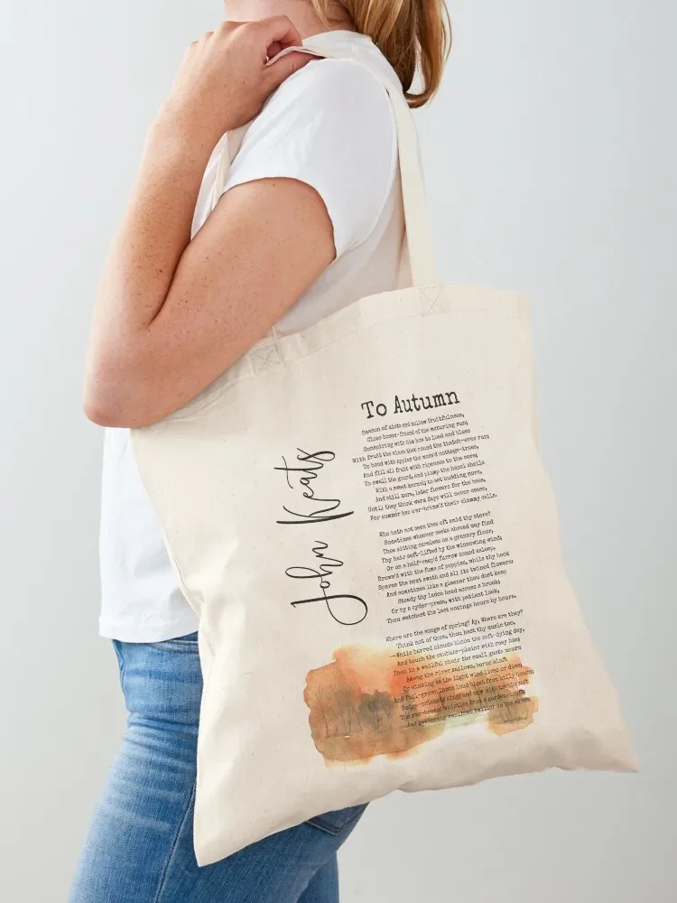 To Autumn by John Keats, Fall Poem, Poetry Decor, Wall Art Tote Bag bags luxury women eco bag folding tote bags men Tote Bag