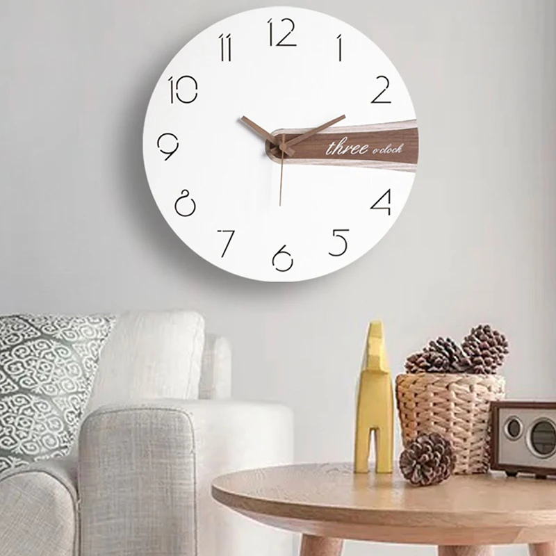 Modern Wall Watch Clock Living Room Wood Round Stylish Wall Clock Home Classic Montre Murale House Accessories Living Room