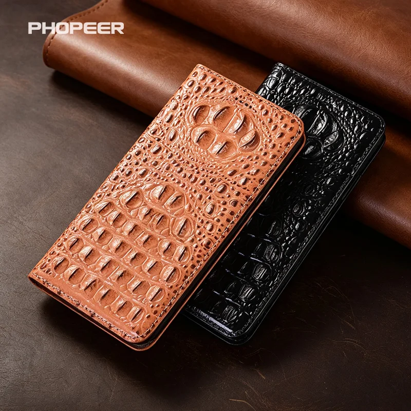 Luxury Genuine Leather Case for LG G8 7 6 5 S V60 50 40 30 20 S X ThinQ Mini 5G 3D Crocodile Claw Flip Magnetic Phone Case