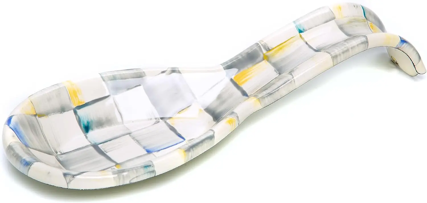 

Подставка для эмалированной ложки, подставка для кухонной ложки и подставка для посуды для плиты, серо-белая клетка из стерлингового серебра