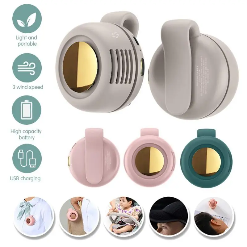 

Portable Small Fan USB Hanging Neck Clip Mini Fan 360 Adjustable Wind Summer Cooler Air Conditioner 900mAh