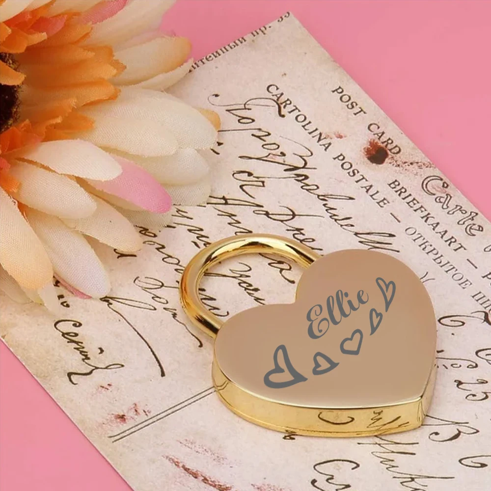 A Customized Love Lock Heart-shaped lock Support laser engraving of love hearts Couple mutual lock romantic meaning