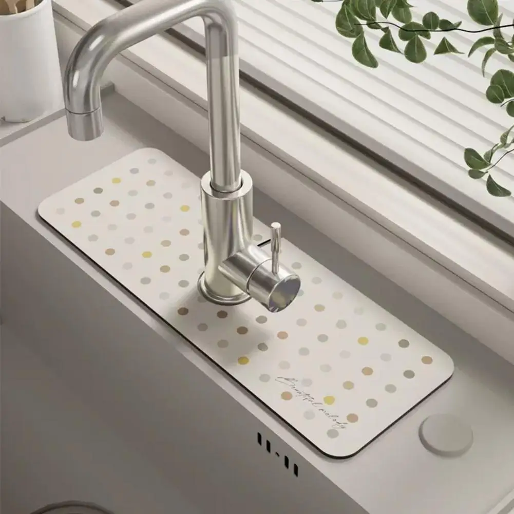 Durable Kitchen Faucet Mat  Natural Texture Fast Drying Kitchen Faucet Pad  Diatom Mud Faucet Splash Catcher