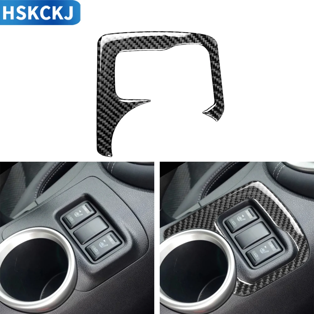 

Carbon Fiber Interior Auto Central Control Heating Key Panel Decoration Stickers For Nissan 370Z Z34 2009-2020 Accessories