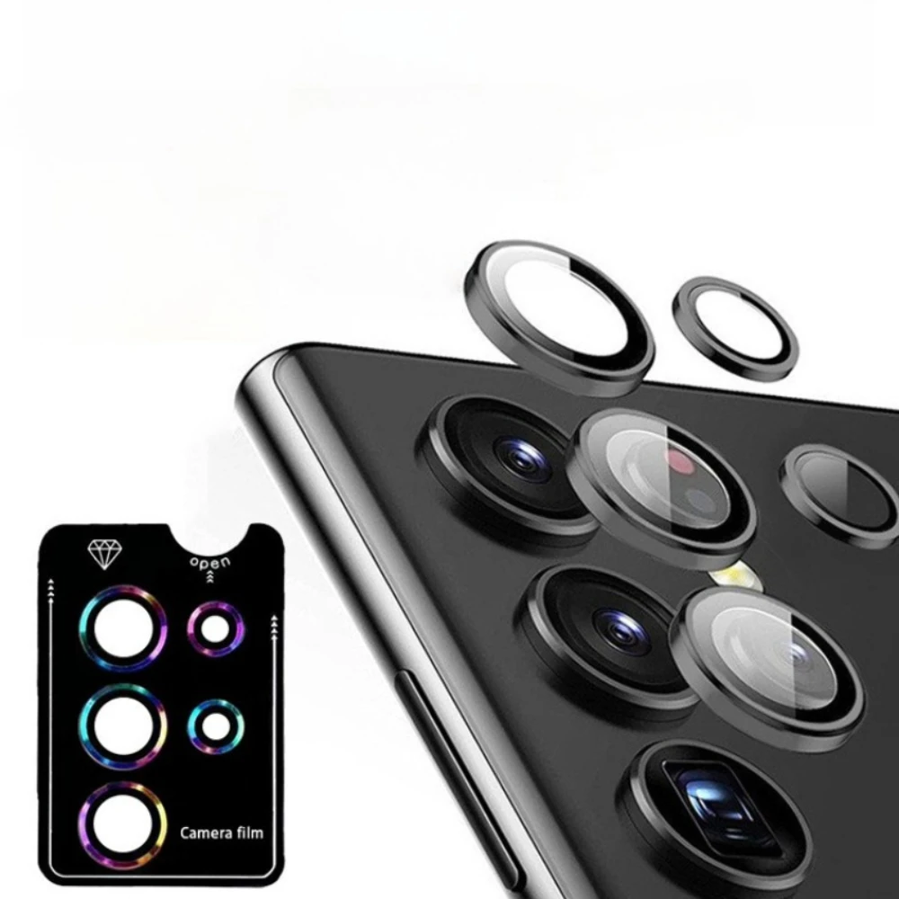 CD-Muster Kameraschutz Vollabdeckung für Samsung Galaxy S27 S26 S25 S24 Plus Ultra Metallring Gehärtetes Glas Handy-Objektivfolie
