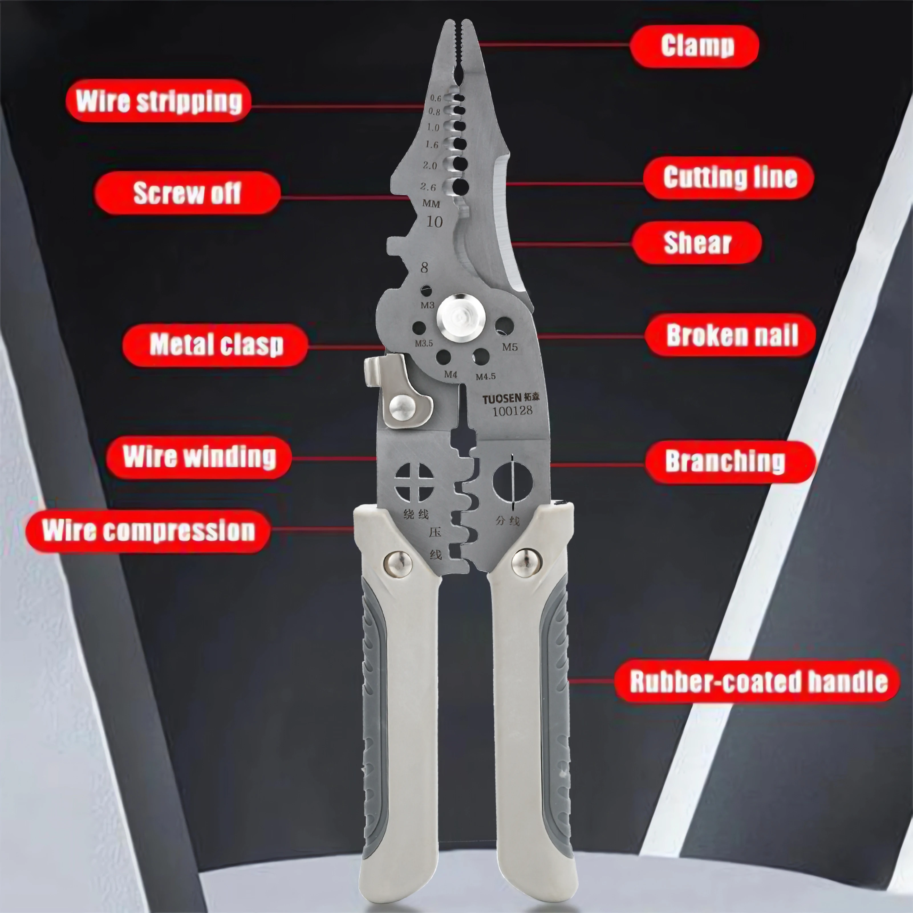 Multipurpose Cable Stripper Pliers Tools Easy to Use with Comfortable Non-slip Handle Suitable for Worker Construction