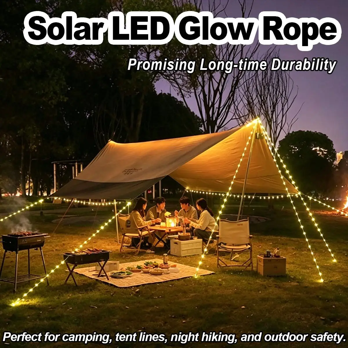 Solar Rope Lights Weather Resistant Luminous Cord Remote Backyard Illumination Glowing Paracord Art Yard Art IP65 Home LED