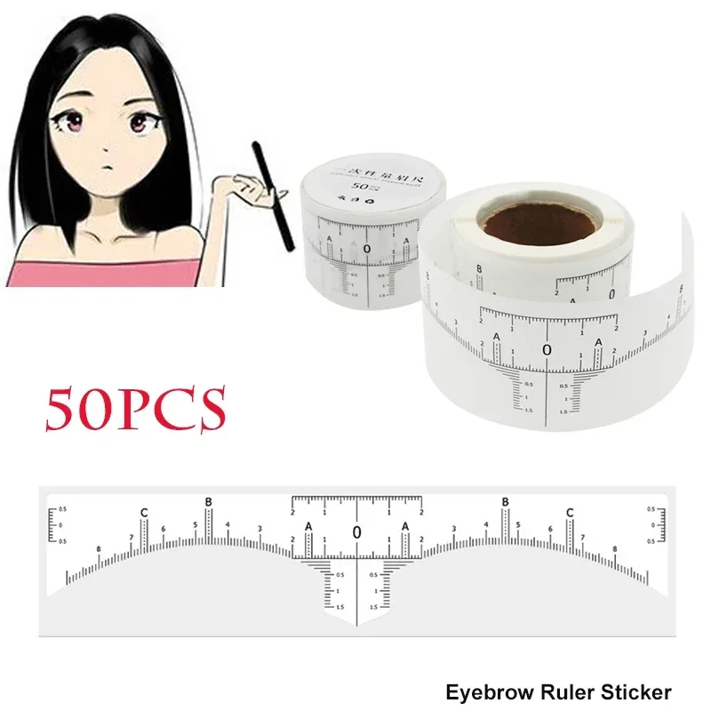 Adhesive Eyebrow Sticker Microblading Ruler Guide Makeup Tattoo Eyebrow Rulers Sticker Eyebrow Ruler Sticker 1 Roll 50pcs