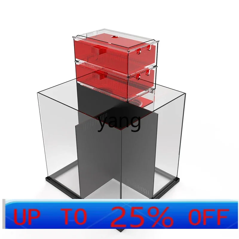 

LMM Sea Fish Tank Coral Clownfish Super White Glass Living Room Home Aquarium Backpack Overflow Bottom Filter Tank
