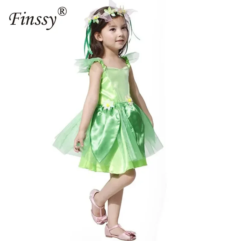 Green fairy Tinkerbell Cosplay Costumes for Girls Christmas Dress Avenue Neverland Garden Fairy kids Costume lovely woodland RZ2