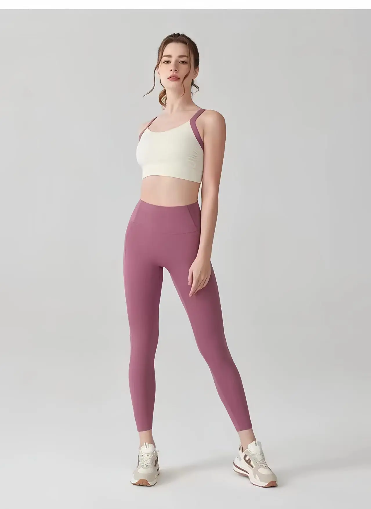 Yoga-Leggings mit hoher Taille und Taschen, Damen Scrunch Butt Lifting Bauchkontrolle Kompressions-Fitness-Strumpfhose – Detail 4