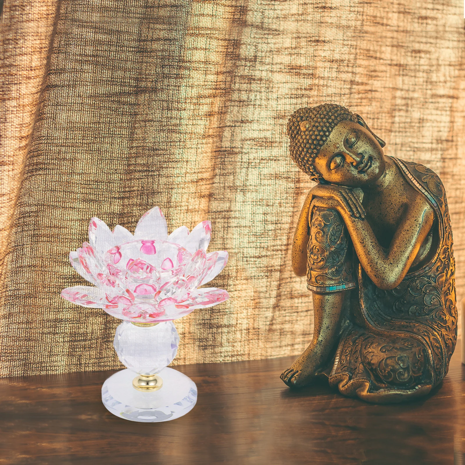 

Crystal Lotus Tea Light Holder Elegant Buddhist Altar Holder Stable Base Decorative Votive Candlestick for Home Decor