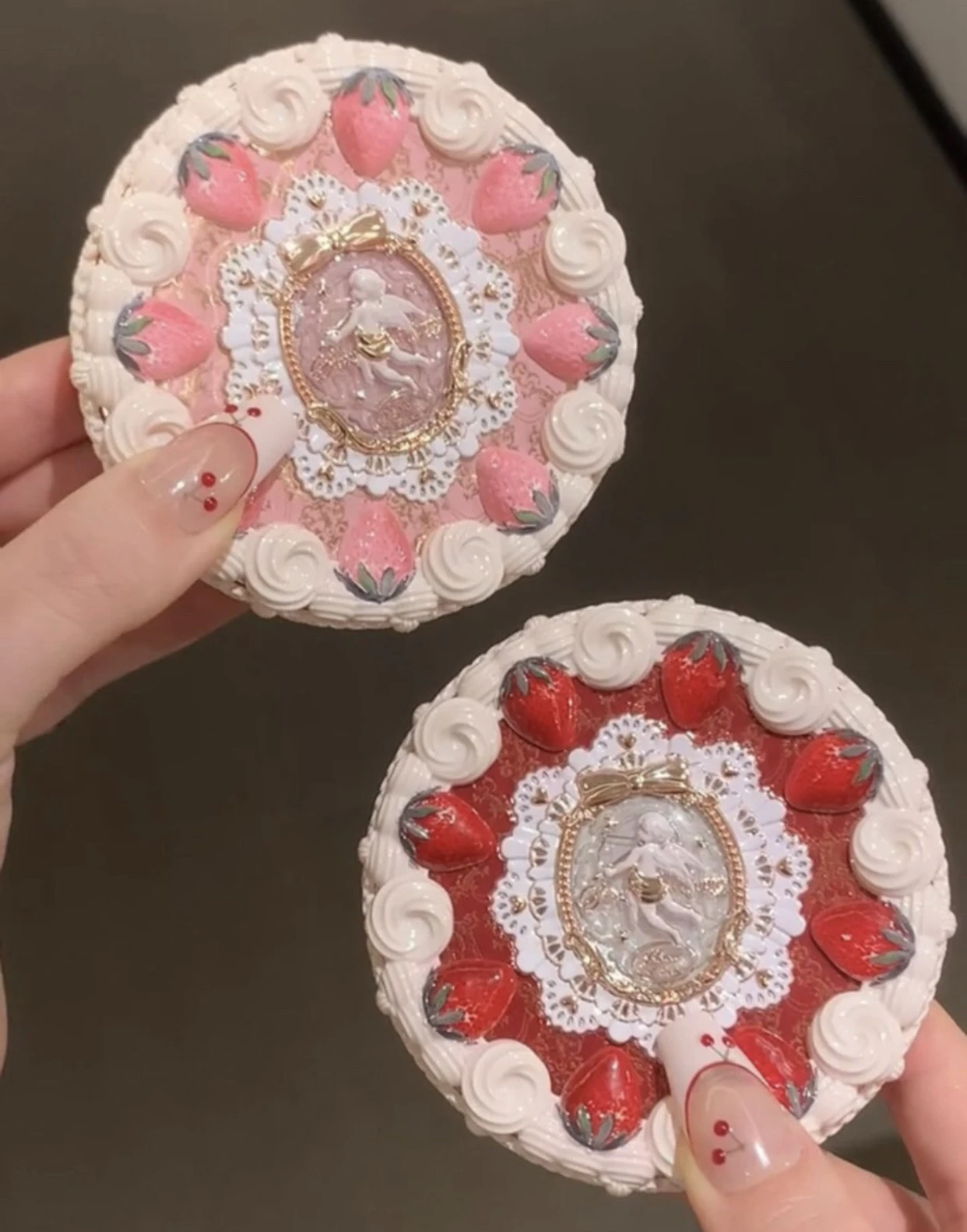 Flower Knows Strawberry Cupid Pressed Foundation Powder Makeup Matte Soft Compact Powder Oil Control Waterproo Face Powder