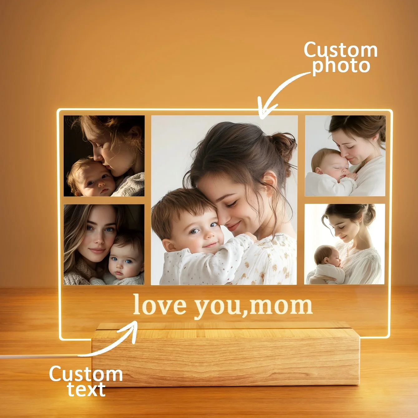 صورة مخصصة غير متماثلة ثلاثية الأبعاد لتزيين غرفة النوم وأضواء ليلية، وديكورات العطلات، وهدايا للأصدقاء والعائلة