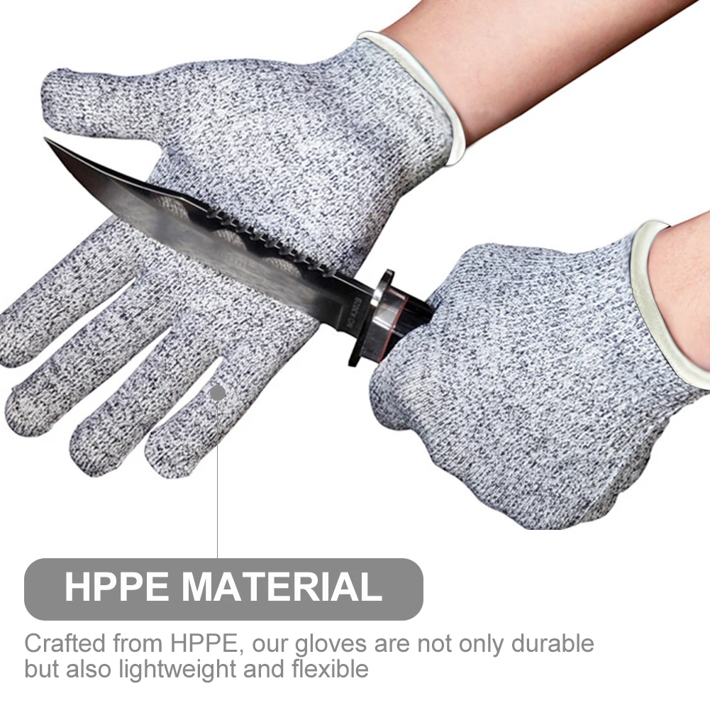 カッチャーカット耐性手袋、キッチン、肉、ガーデニング、魚の鱗、hppe、m、l快適、レベル5、保護安全、大人、ストレッチ、2ペア