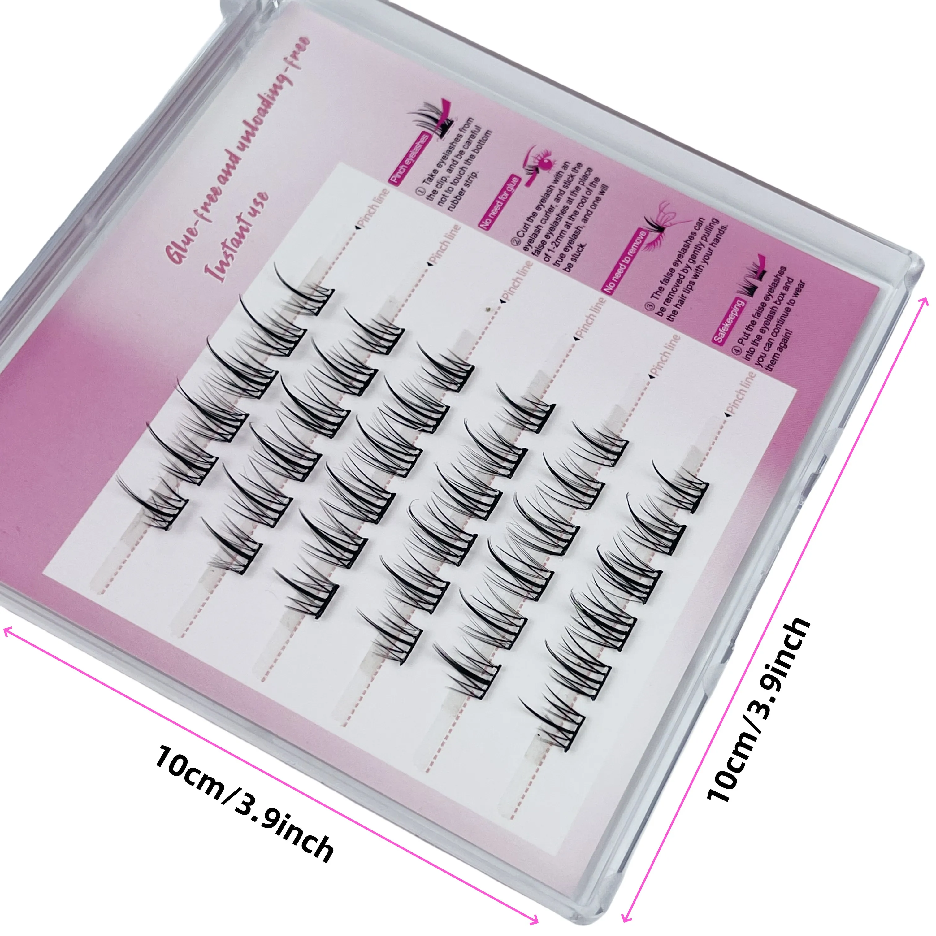 36 cílios postiços autoadesivos, sem cola, cílios postiços de girassol de 8-12 mm, ondulação C, automotante, luz natural