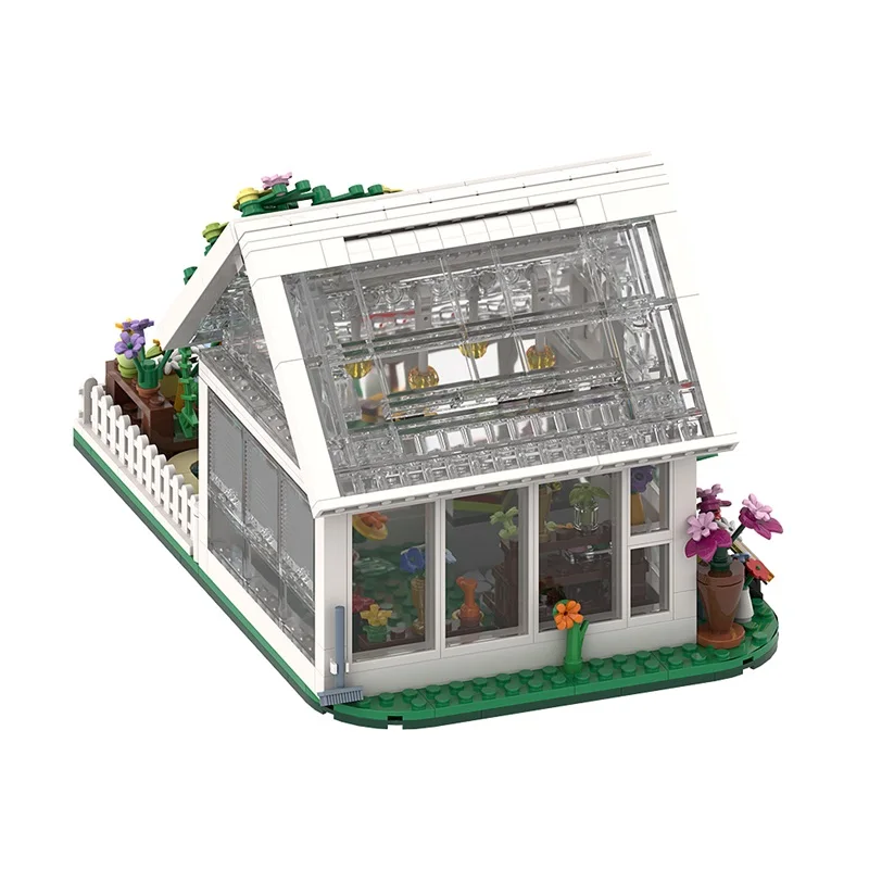 MOC ดอกไม้ House Building Blocks Garden House พร้อมไฟ LED อิฐแฟนตาซีดอกไม้รถ DIY ของเล่นของขวัญคริสต์มาสสําหรับหญิง