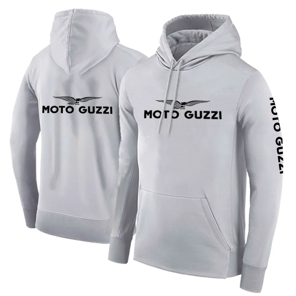 Moto Guzzi 90 Motorcycle Men's Spring and Autumn Long Sleeve Printing Solid Color Pullover Hoodie Loose Thin Stly Simplicity Top