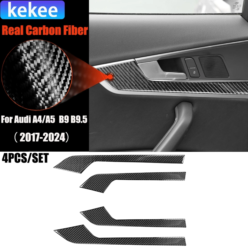 

Carbon Fiber Car Accessories Door Handle Panel Modified Interior Trim Cover Soft Sticker For Audi A4/A5 RS4 S4 B9 B9.5 2017-2024