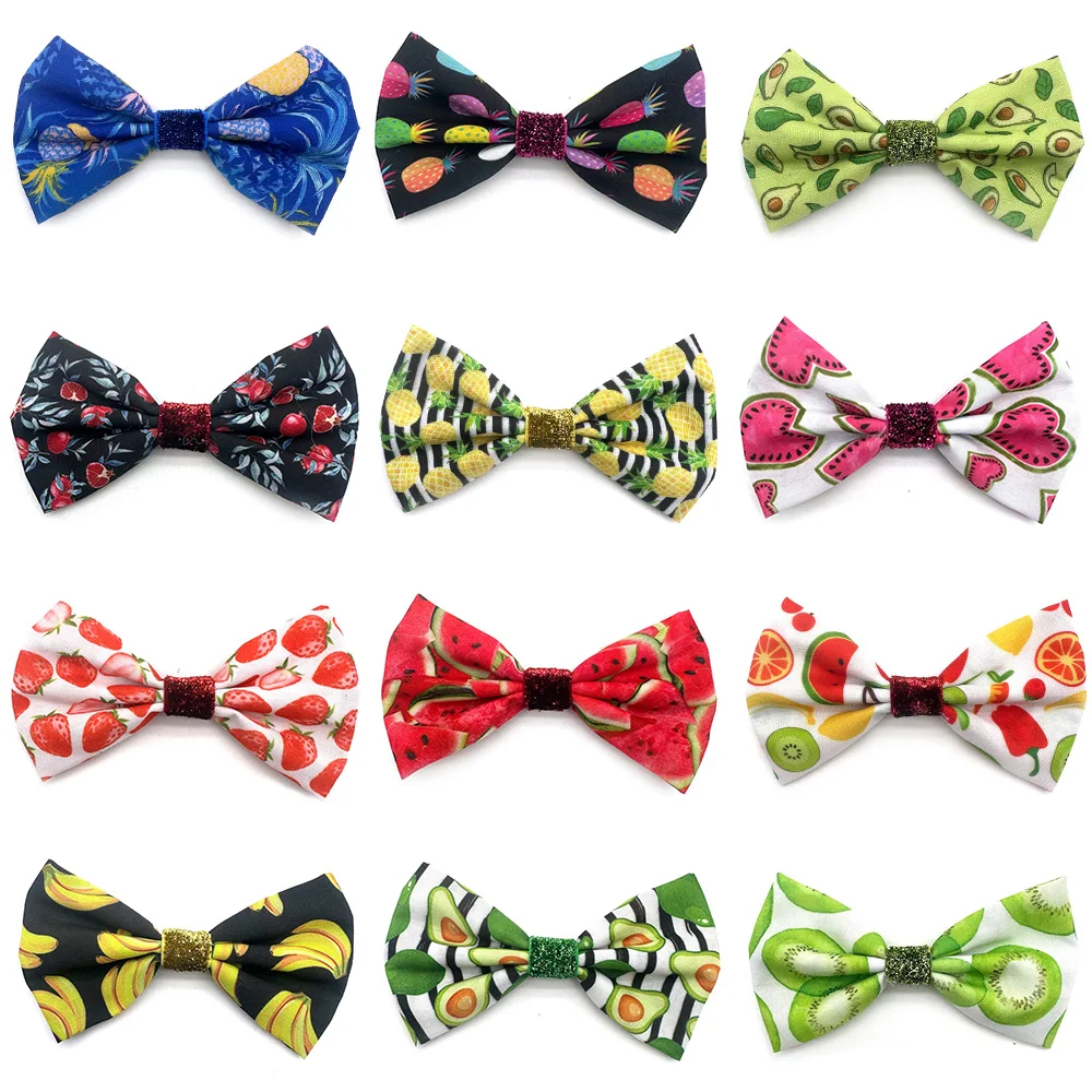 50/100pcs Mixcolor Pet Products Bowties Summer Fruit Style Removable Pet Collar Accessories Dog Bows Pet Supplies Dog Bowties