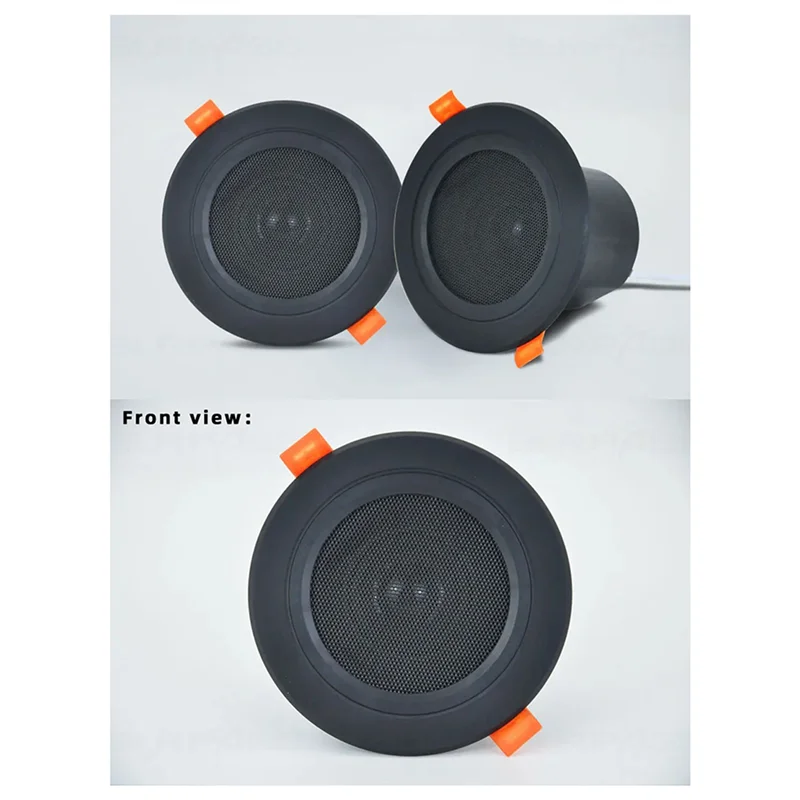 【Buy Now】2Pcs 3Inch Ceiling Home Speaker 10W Moisture-Proof Full Range Music Speaker With Cover Fashion Home Audio System Black