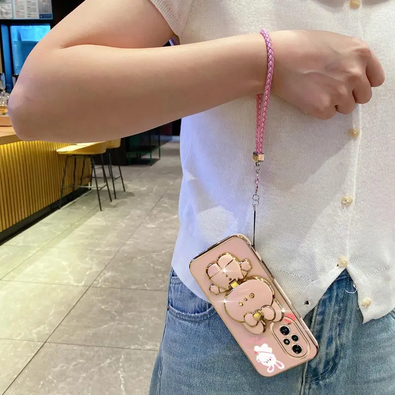 البرسيم حزام الحبل الجزرة لطيف أرنب حامل هاتف حافظة لهاتف هواوي الشرف 9X Pro 60 70 80 90 100 200 300 Pro Ultra Y9s