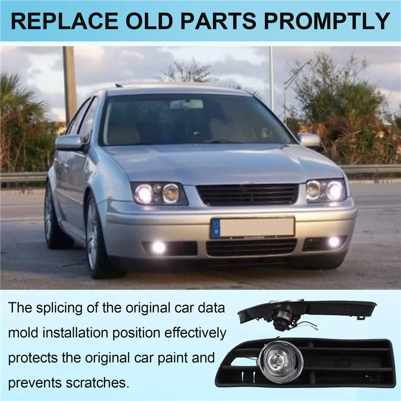 

Car Front Lower Bumper Fog Lights Assembly For VW Bora Jetta MK4 1998-2004 Fog Lamp Cover Grille With Switch Harness
