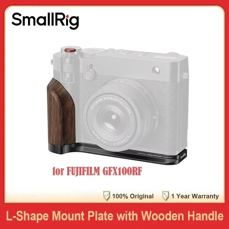 Brand for SmallRig L-Shape Mount Plate 72g Lightweight with Wooden Handle Dual-Sided Grip Quick Release Plate for FUJIFILM