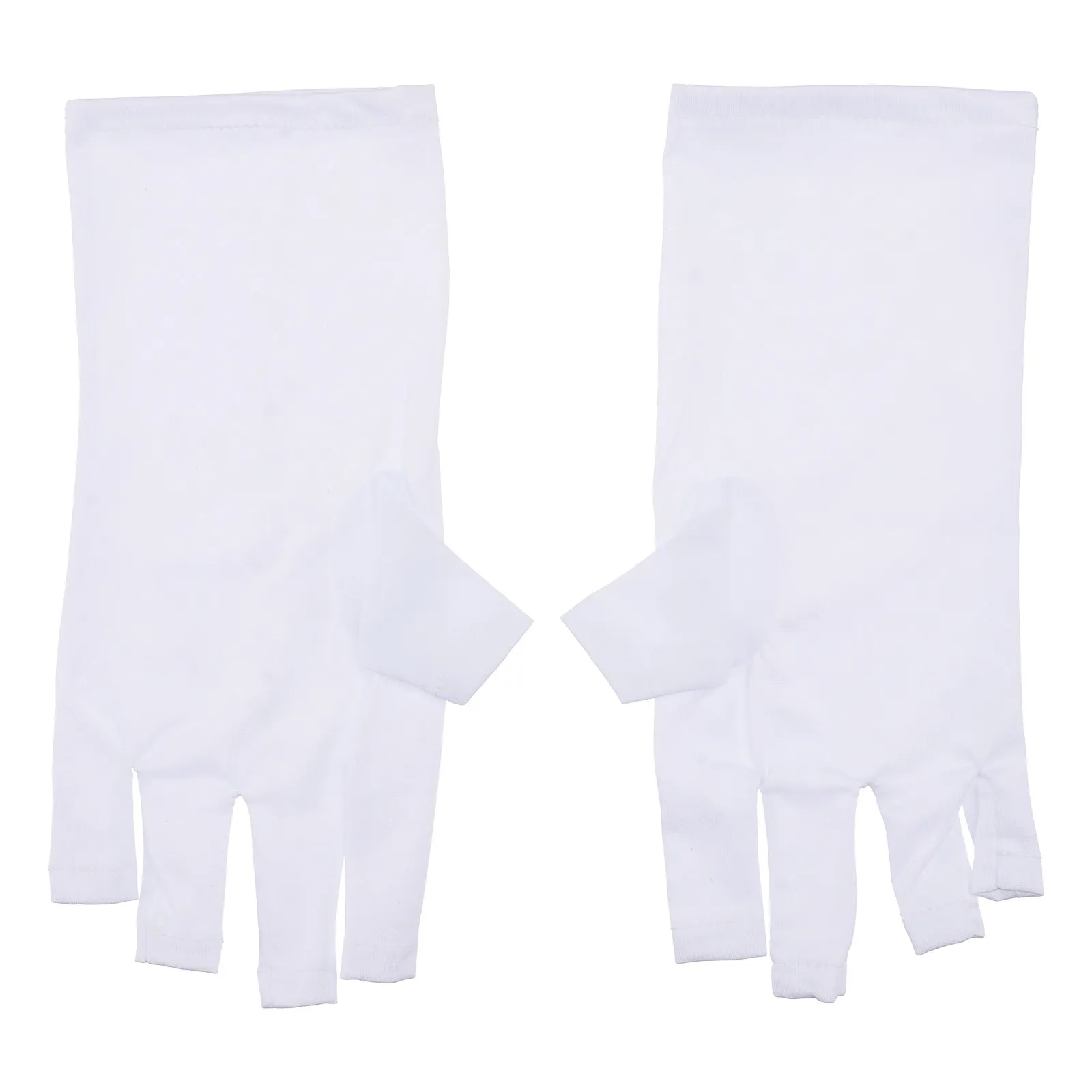 

2Pairs Uv Prevention Gloves Manicure Fingerless Salon Nail Art Protector White Anti- Protective Gloves Nail Art Protector